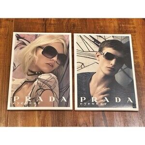 2 x Prada Eyewear Sunglasses 2008 Retail 7x5” Cardboard Counter Display Stand